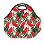 White Palm Leaf Watermelon Pattern Print Neoprene Lunch Bag