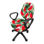 White Palm Leaf Watermelon Pattern Print Office Chair Cover