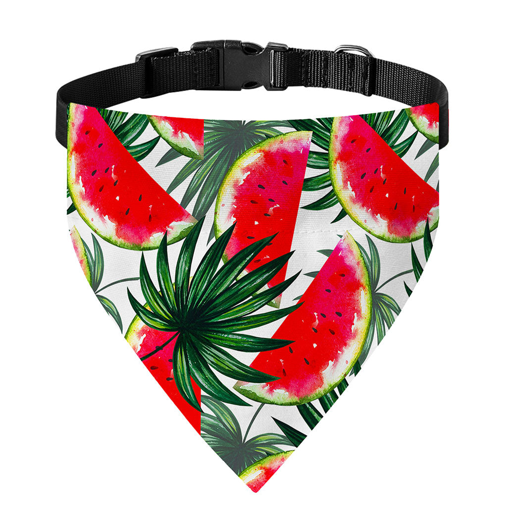 White Palm Leaf Watermelon Pattern Print Over The Collar Dog Bandana