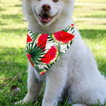 White Palm Leaf Watermelon Pattern Print Over The Collar Dog Bandana