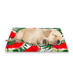 White Palm Leaf Watermelon Pattern Print Pet Cooling Mat Cover