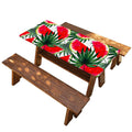 White Palm Leaf Watermelon Pattern Print Picnic Table Cover