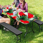 White Palm Leaf Watermelon Pattern Print Picnic Table Cover