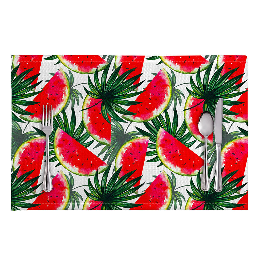 White Palm Leaf Watermelon Pattern Print Placemat