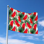 White Palm Leaf Watermelon Pattern Print Polyester Flag