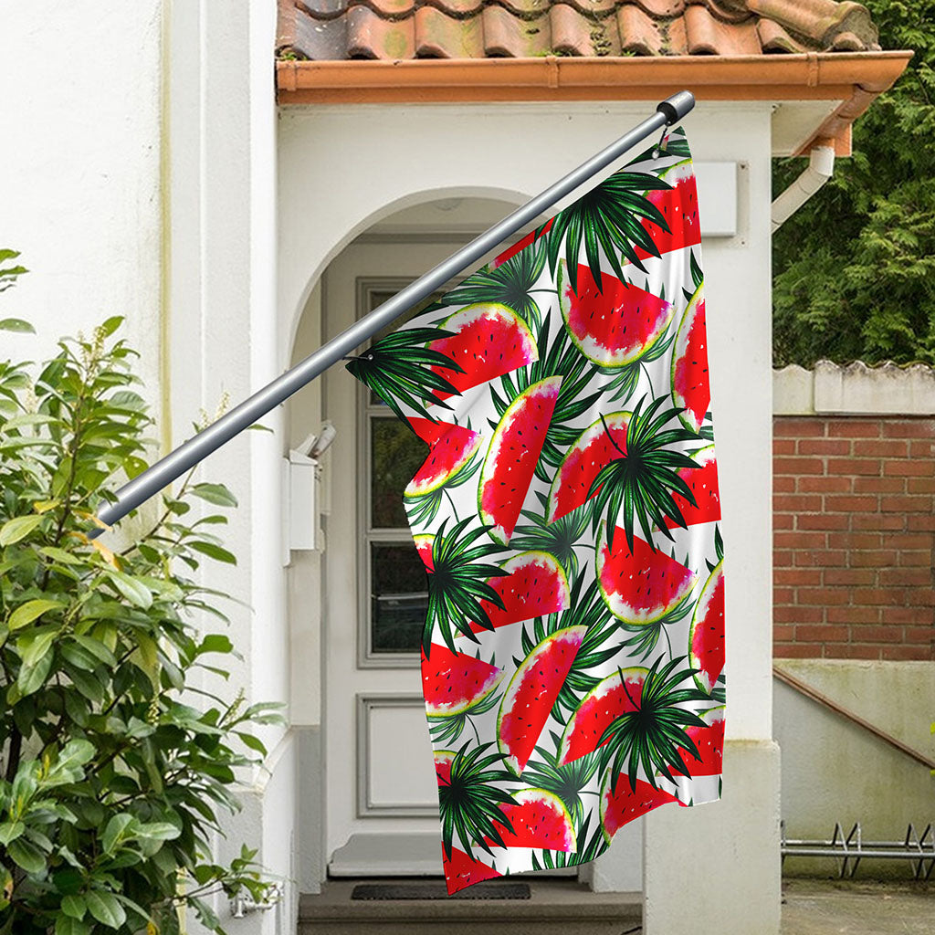 White Palm Leaf Watermelon Pattern Print Polyester Flag