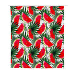 White Palm Leaf Watermelon Pattern Print Polyester Shower Curtain