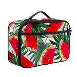 White Palm Leaf Watermelon Pattern Print Portable Lunch Bag