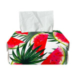 White Palm Leaf Watermelon Pattern Print Rectangle Tissue Box Cover