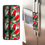 White Palm Leaf Watermelon Pattern Print Refrigerator Handle Covers