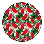 White Palm Leaf Watermelon Pattern Print Round Floor Mat