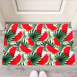 White Palm Leaf Watermelon Pattern Print Rubber Doormat