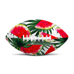 White Palm Leaf Watermelon Pattern Print Rugby Ball