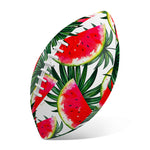 White Palm Leaf Watermelon Pattern Print Rugby Ball
