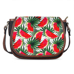 White Palm Leaf Watermelon Pattern Print Saddle Bag