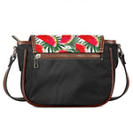 White Palm Leaf Watermelon Pattern Print Saddle Bag