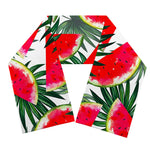 White Palm Leaf Watermelon Pattern Print Scarf