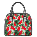 White Palm Leaf Watermelon Pattern Print Shoulder Handbag