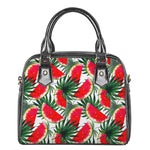 White Palm Leaf Watermelon Pattern Print Shoulder Handbag