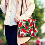 White Palm Leaf Watermelon Pattern Print Shoulder Strap Bible Bag