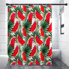 White Palm Leaf Watermelon Pattern Print Shower Curtain