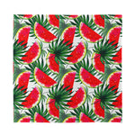 White Palm Leaf Watermelon Pattern Print Silk Bandana