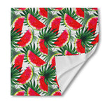 White Palm Leaf Watermelon Pattern Print Silk Bandana