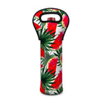 White Palm Leaf Watermelon Pattern Print Single Neoprene Wine Tote