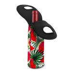 White Palm Leaf Watermelon Pattern Print Single Neoprene Wine Tote