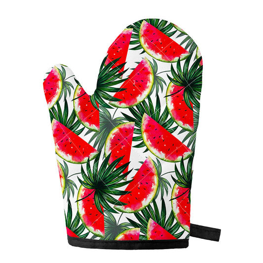 White Palm Leaf Watermelon Pattern Print Single Oven Mitt