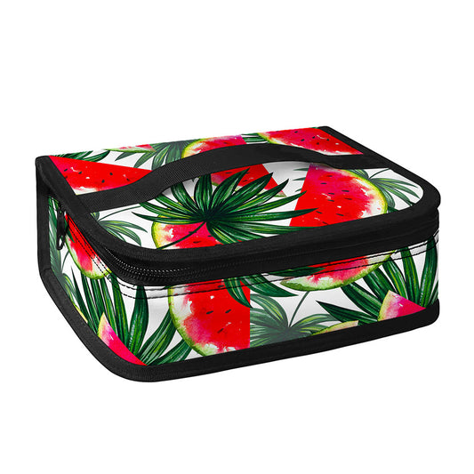 White Palm Leaf Watermelon Pattern Print Small Lunch Bag