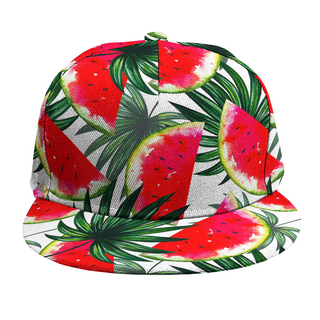 White Palm Leaf Watermelon Pattern Print Snapback Cap