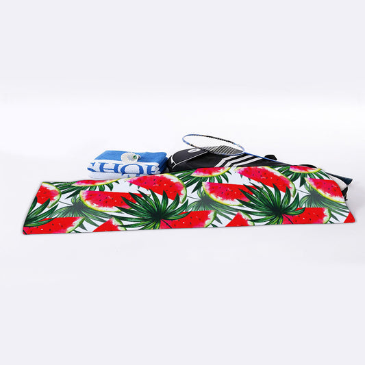 White Palm Leaf Watermelon Pattern Print Sports Towel
