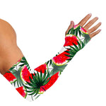 White Palm Leaf Watermelon Pattern Print Sun Protection Arm Sleeves