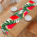 White Palm Leaf Watermelon Pattern Print Table Runner