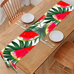 White Palm Leaf Watermelon Pattern Print Table Runner