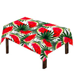 White Palm Leaf Watermelon Pattern Print Tablecloth