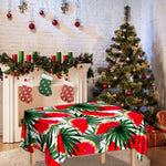White Palm Leaf Watermelon Pattern Print Tablecloth