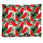 White Palm Leaf Watermelon Pattern Print Tapestry