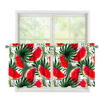 White Palm Leaf Watermelon Pattern Print Tier Curtains