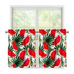 White Palm Leaf Watermelon Pattern Print Tier Curtains