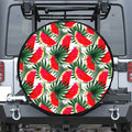 White Palm Leaf Watermelon Pattern Print Tire Cover