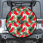 White Palm Leaf Watermelon Pattern Print Tire Cover With Camera Hole