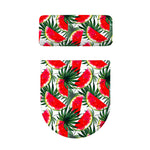 White Palm Leaf Watermelon Pattern Print Toilet Lid And Tank Cover Set