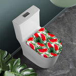White Palm Leaf Watermelon Pattern Print Toilet Lid Cover