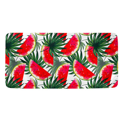White Palm Leaf Watermelon Pattern Print Towel