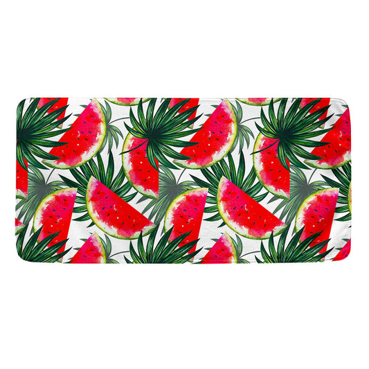 White Palm Leaf Watermelon Pattern Print Towel
