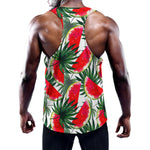 White Palm Leaf Watermelon Pattern Print Training Tank Top