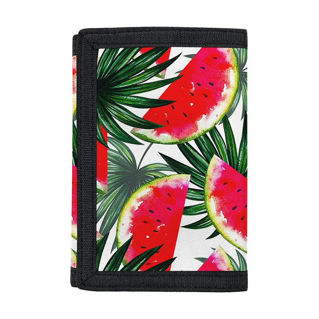 White Palm Leaf Watermelon Pattern Print Trifold Wallet