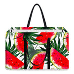 White Palm Leaf Watermelon Pattern Print Utility Tote Bag